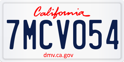 CA license plate 7MCV054