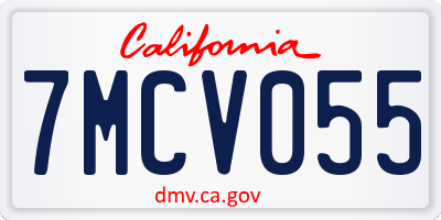 CA license plate 7MCV055