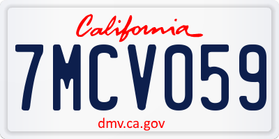 CA license plate 7MCV059