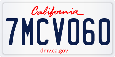 CA license plate 7MCV060