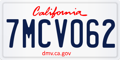 CA license plate 7MCV062