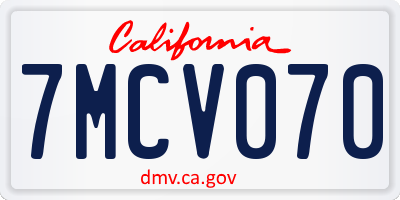 CA license plate 7MCV070