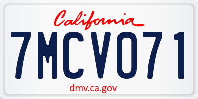 CA license plate 7MCV071