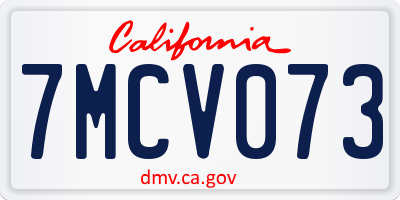 CA license plate 7MCV073