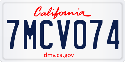 CA license plate 7MCV074