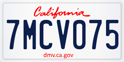CA license plate 7MCV075