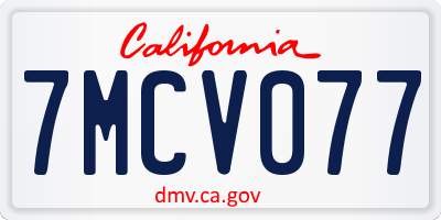 CA license plate 7MCV077