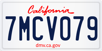 CA license plate 7MCV079