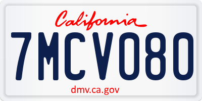 CA license plate 7MCV080