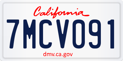 CA license plate 7MCV091