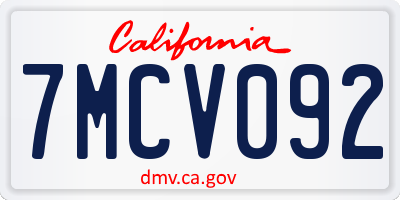 CA license plate 7MCV092