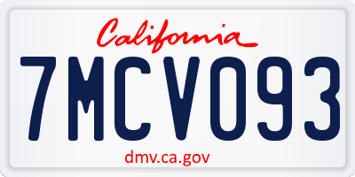 CA license plate 7MCV093