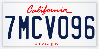 CA license plate 7MCV096