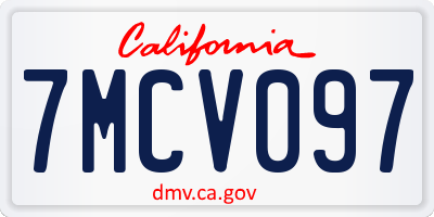 CA license plate 7MCV097