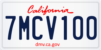 CA license plate 7MCV100