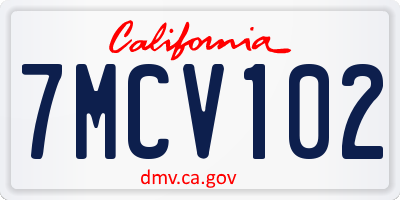 CA license plate 7MCV102