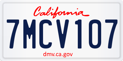 CA license plate 7MCV107