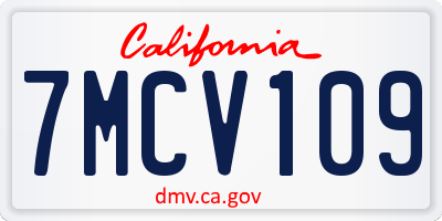 CA license plate 7MCV109