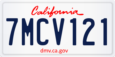 CA license plate 7MCV121