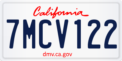 CA license plate 7MCV122