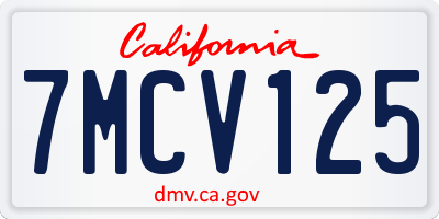 CA license plate 7MCV125