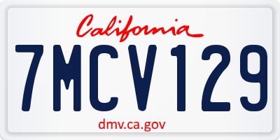 CA license plate 7MCV129