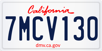 CA license plate 7MCV130