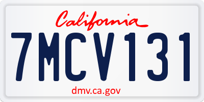 CA license plate 7MCV131