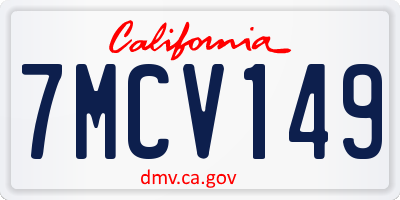 CA license plate 7MCV149