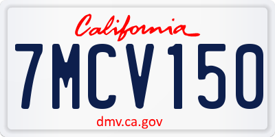 CA license plate 7MCV150