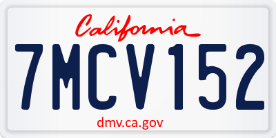 CA license plate 7MCV152