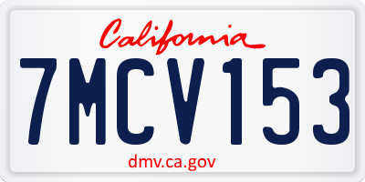 CA license plate 7MCV153