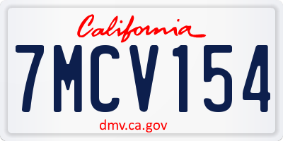 CA license plate 7MCV154