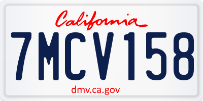 CA license plate 7MCV158