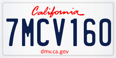 CA license plate 7MCV160