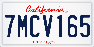 CA license plate 7MCV165