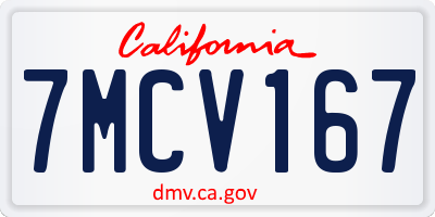 CA license plate 7MCV167