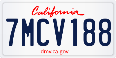 CA license plate 7MCV188