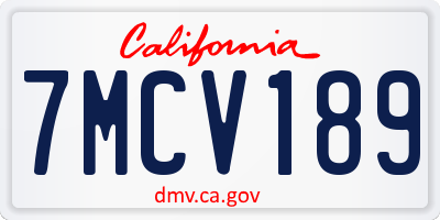 CA license plate 7MCV189