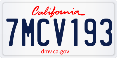 CA license plate 7MCV193