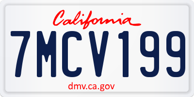 CA license plate 7MCV199