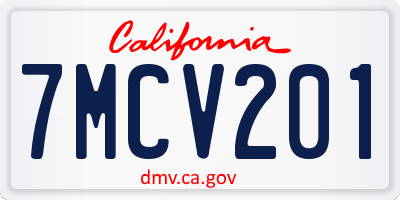 CA license plate 7MCV201