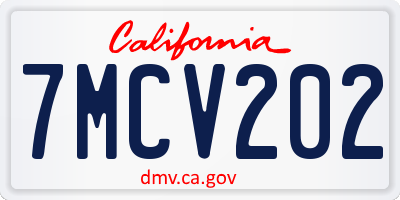 CA license plate 7MCV202