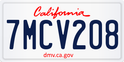 CA license plate 7MCV208