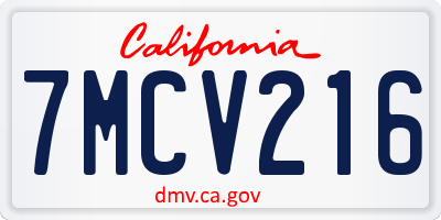 CA license plate 7MCV216