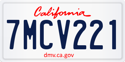 CA license plate 7MCV221