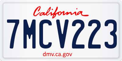 CA license plate 7MCV223