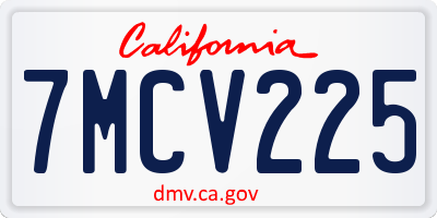 CA license plate 7MCV225