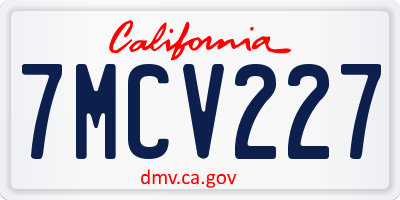 CA license plate 7MCV227
