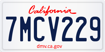 CA license plate 7MCV229